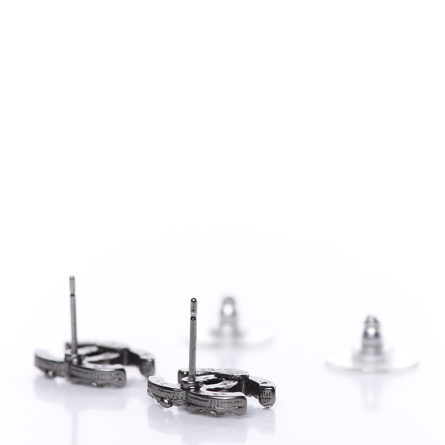 Crystal Mini CC Earrings Ruthenium