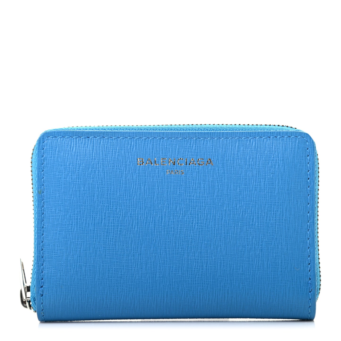 Striped Calfskin Essential Zip Around Card Case Bleu