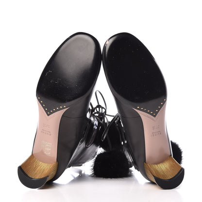 Gucci Calfskin Heloise Lace Up Ankle Boots 37.5 Black 5 of 7