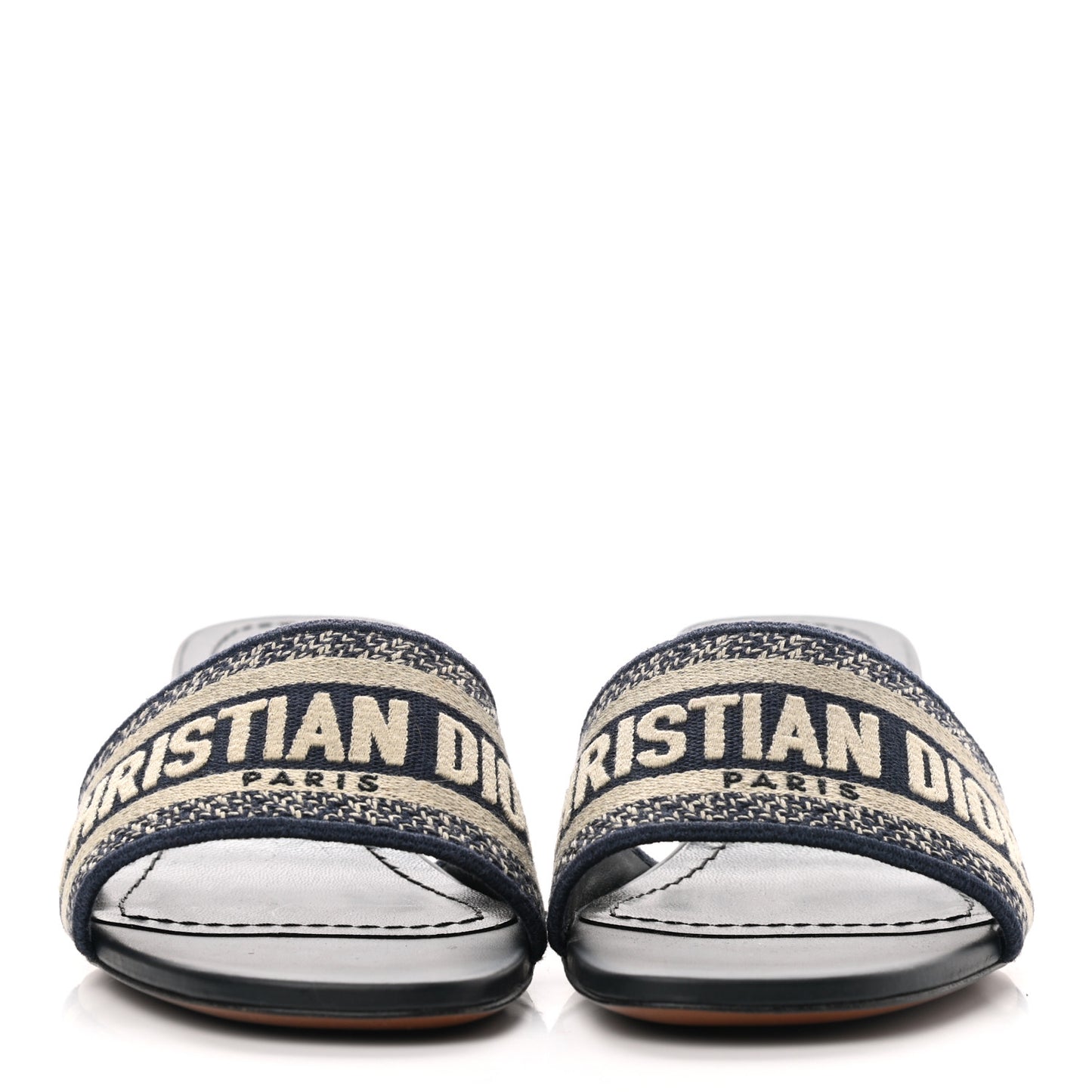 Cotton Embroidered Dway 40mm Slide Sandals 35.5 Deep Blue