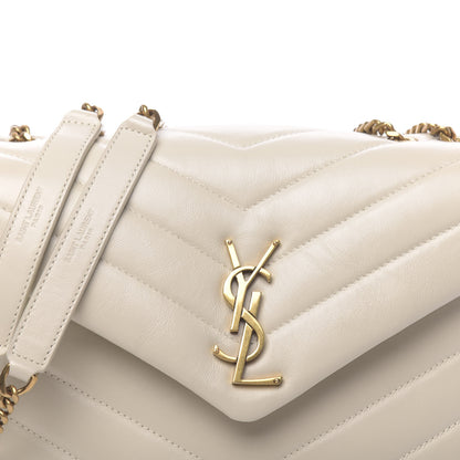Saint Laurent Calfskin Y Quilted Monogram Small Loulou Chain Satchel Ivory 9 of 9