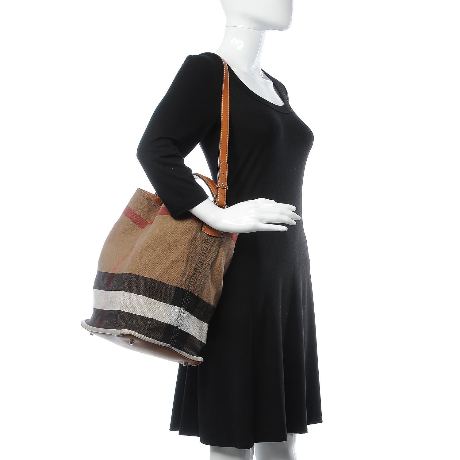 Burberry Canvas Mega Check Medium Ashby Hobo Saddle Brown 2 of 10