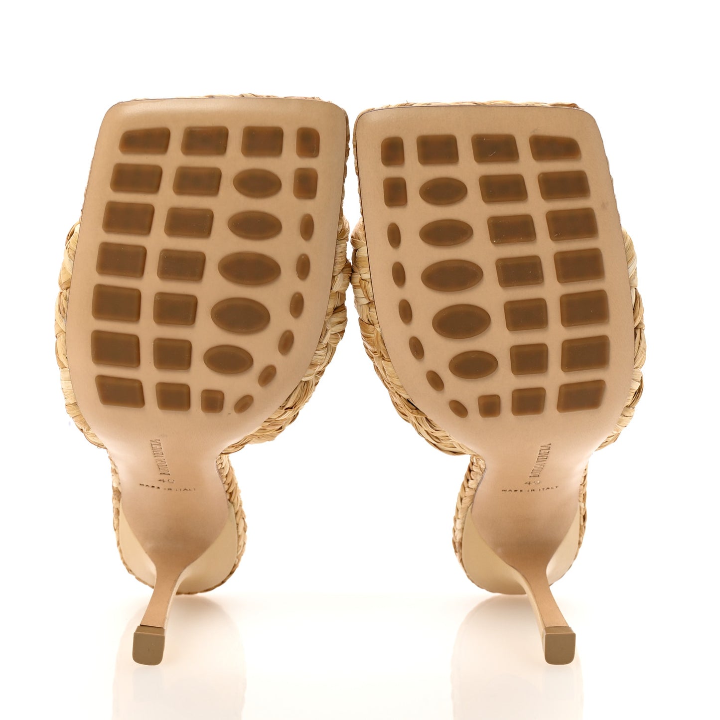 Raffia Twisted Intrecciato Stretch Mule Sandals 40 Macadamia