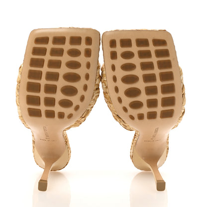 Bottega Veneta Raffia Twisted Intrecciato Stretch Mule Sandals 40 Macadamia 6 of 9