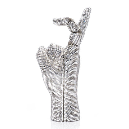 Judith Leiber Swarovski Crystal War And Peace Minaudiere Clutch Silver 12 of 16