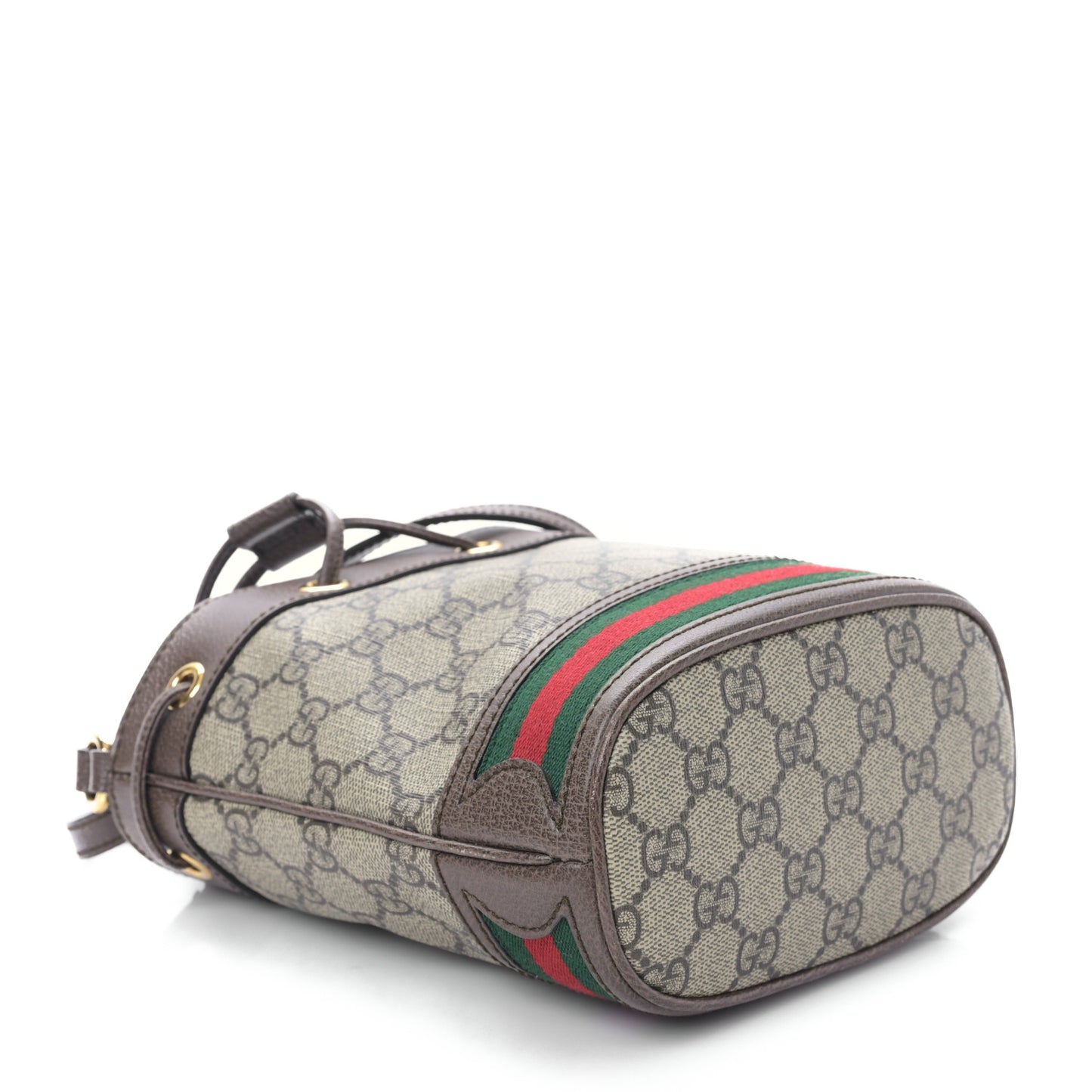 GG Supreme Monogram Web Mini Ophidia Bucket Bag Brown