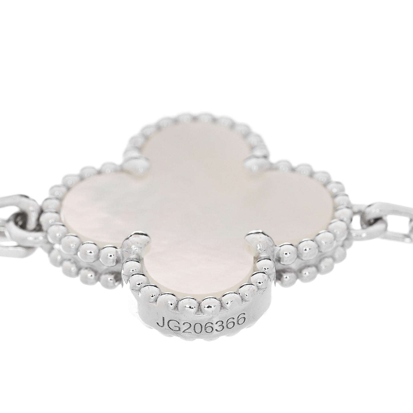 18K White Gold Mother of Pearl 5 Motifs Vintage Alhambra Bracelet