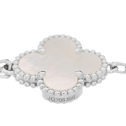 Van Cleef & Arpels 18K White Gold Mother of Pearl 5 Motifs Vintage Alhambra Bracelet 3 of 5