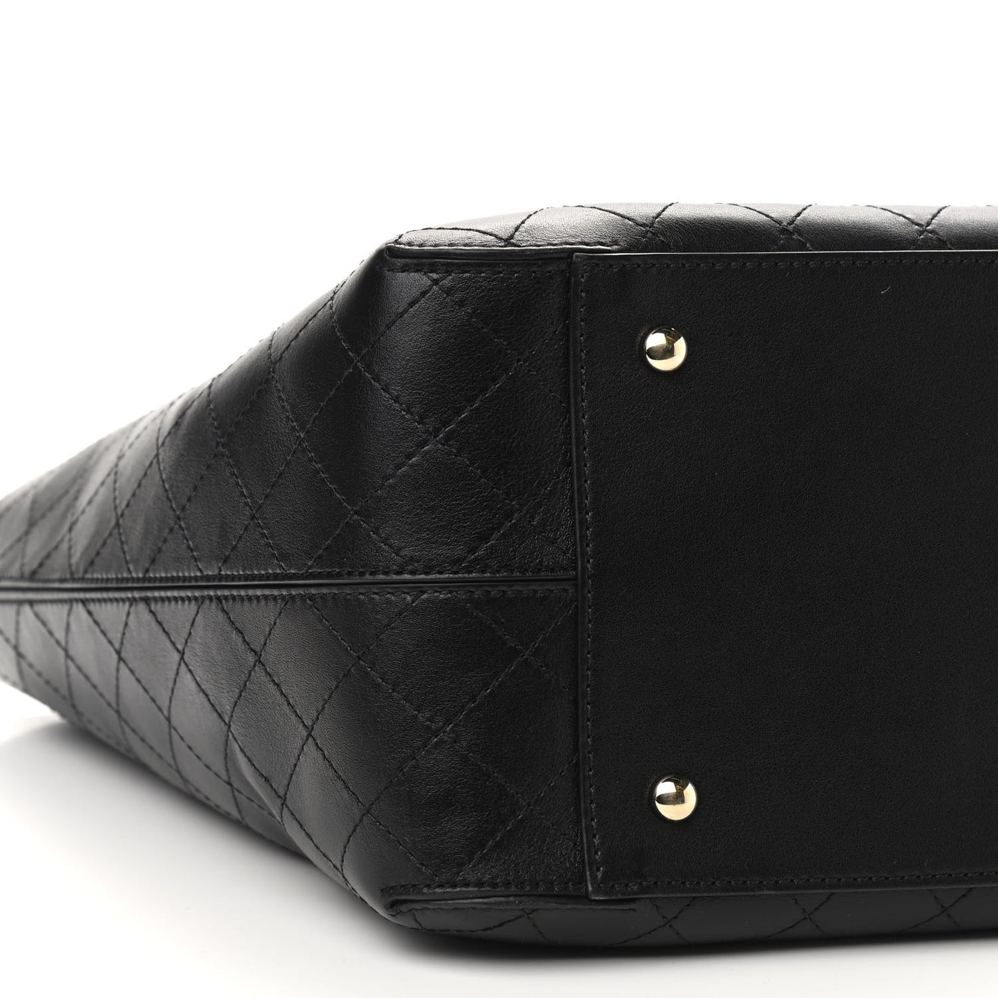 Calfskin Stitched Shopping Tote Black