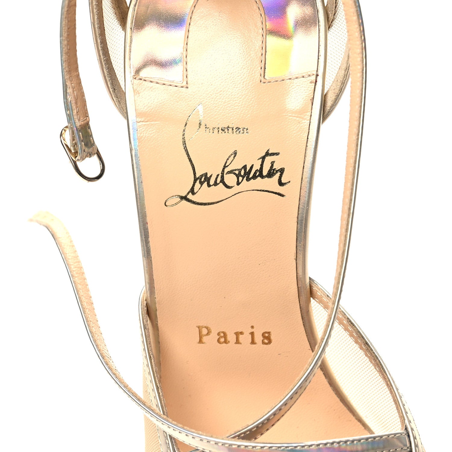 Christian Louboutin Kid Rete Theodorella 100 Pump 38 Platine 7 of 9