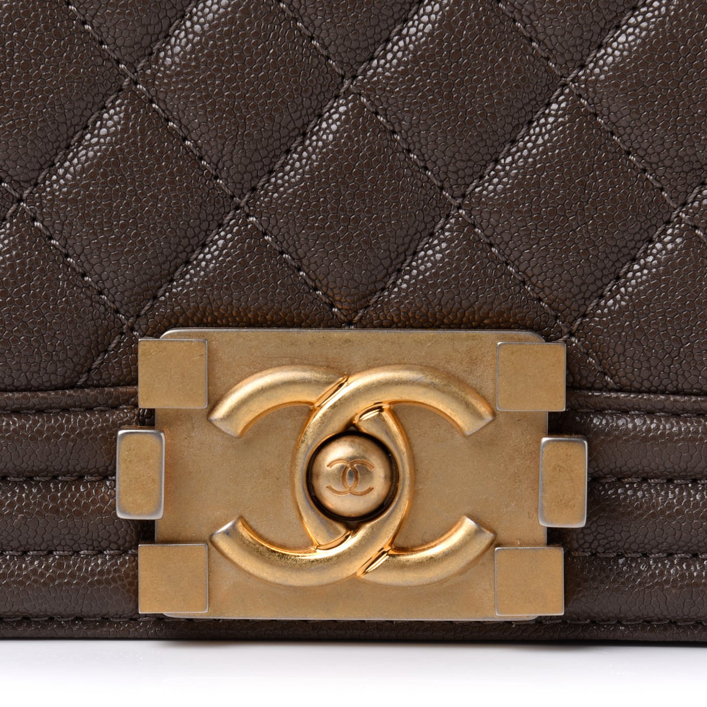 Caviar Quilted Small Boy Flap Khaki