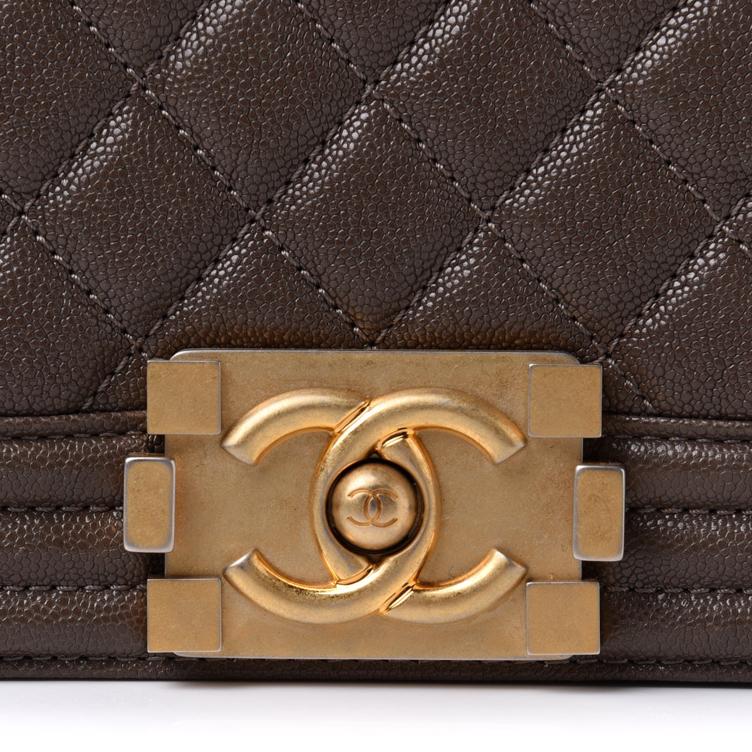 Chanel Caviar Quilted Small Boy Flap Khaki 7 of 10
