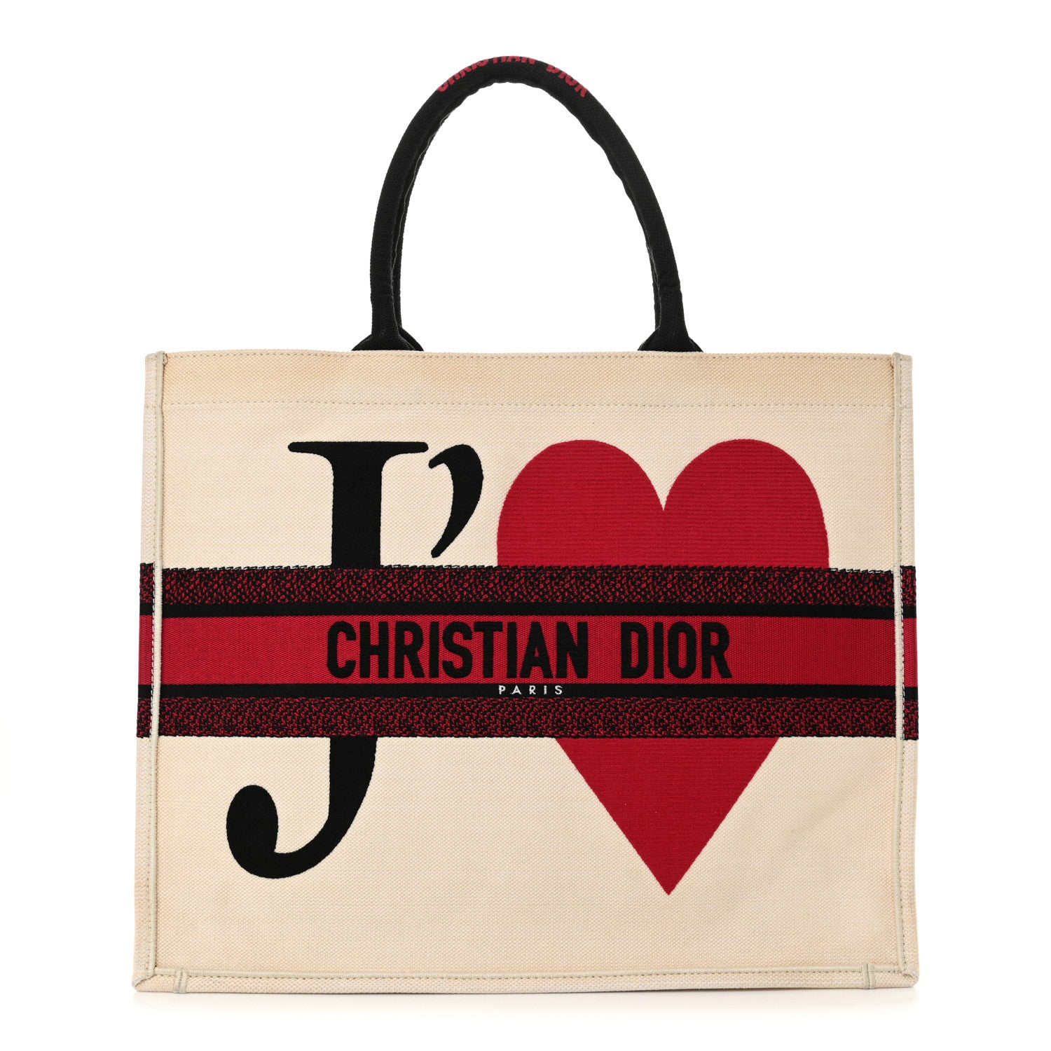 Christian Dior Canvas DiorAmour Chinese Valentines Je T’aime Large Book Tote White Red 1 of 17