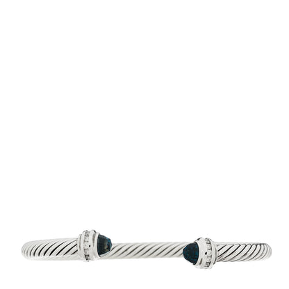 David Yurman Sterling Silver Diamond Hampton Blue Topaz 5mm Cable Classics Bracelet 1 of 3