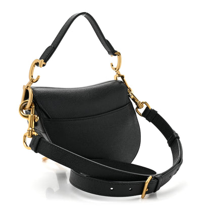 Christian Dior Grained Calfskin Mini Saddle Bag With Strap Black 3 of 12