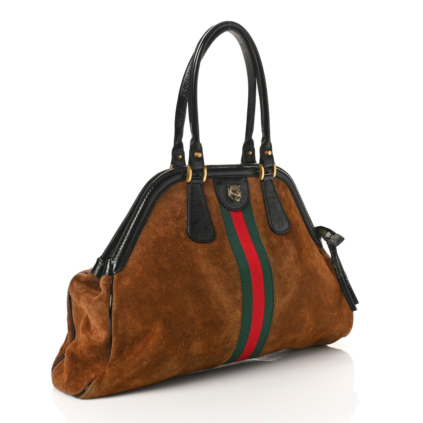 Suede Ophidia Large Re(Belle) Top Handle Bag Nocciola Black