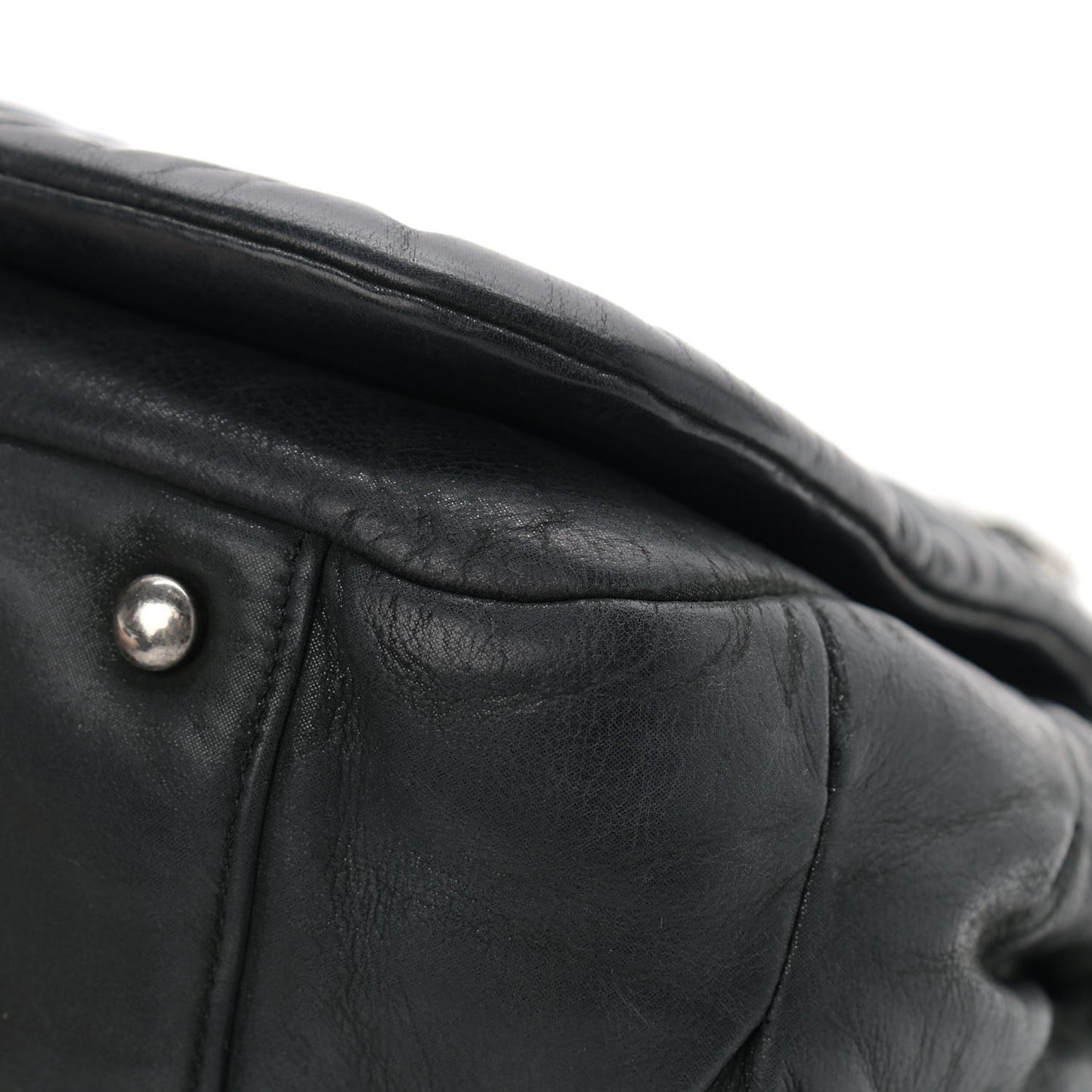 Iridescent Calfskin Glint Accordion Flap Black