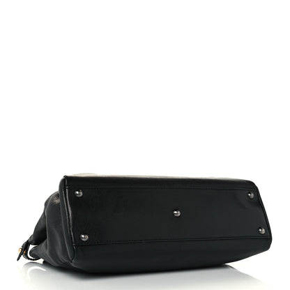 Fendi Goatskin Zucca Medium Peekaboo Iconic Satchel Black Tobacco 3 of 12