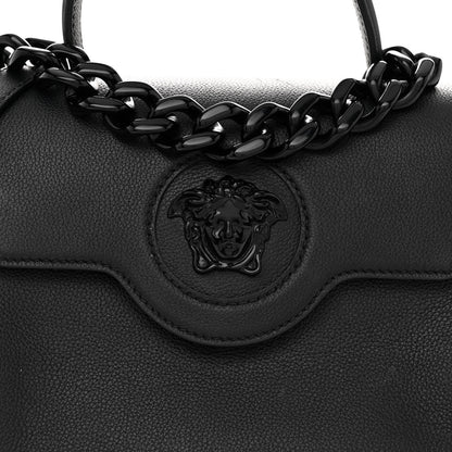 Versace Grained Calfskin La Medusa Top Handle Bag Black Lilac 7 of 10