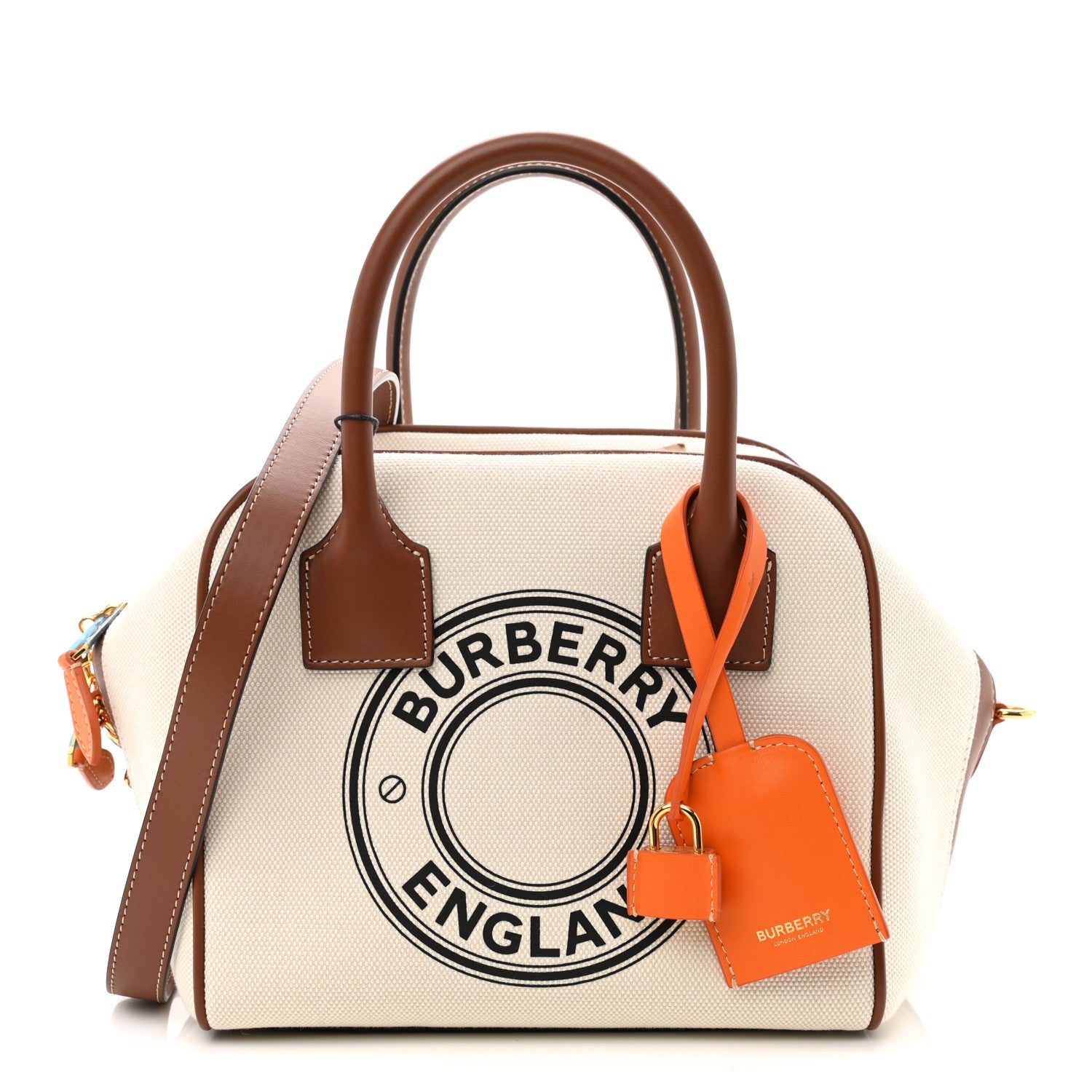 Burberry Cotton Canvas Small Logo Cube Bag Natural Tan 1 of 9