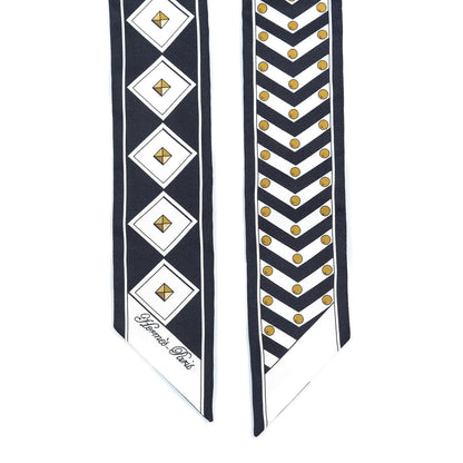 Hermes Silk Colliers Et Chiens Twilly Black Gold White 4 of 5