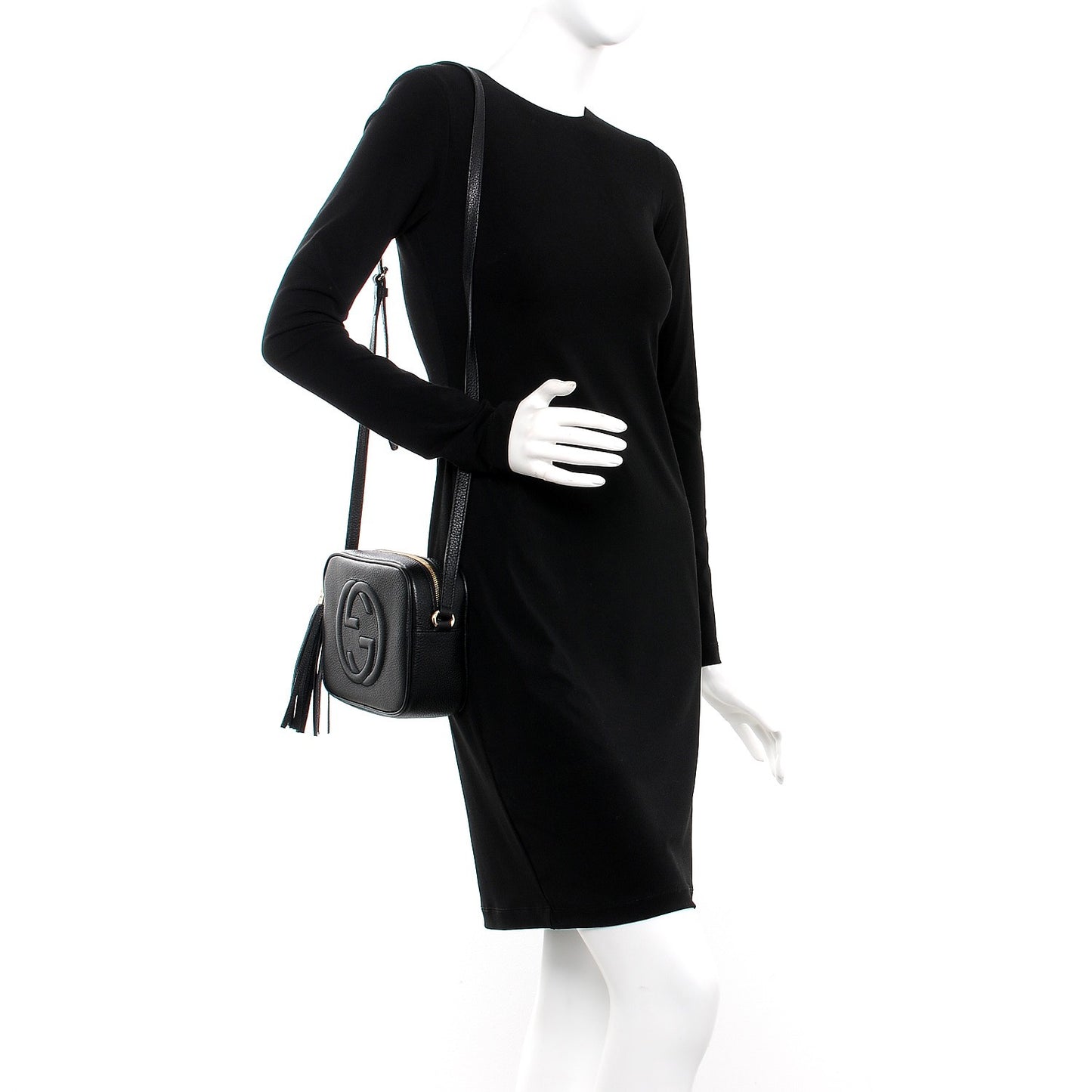 Pebbled Calfskin Small Soho Disco Bag Black