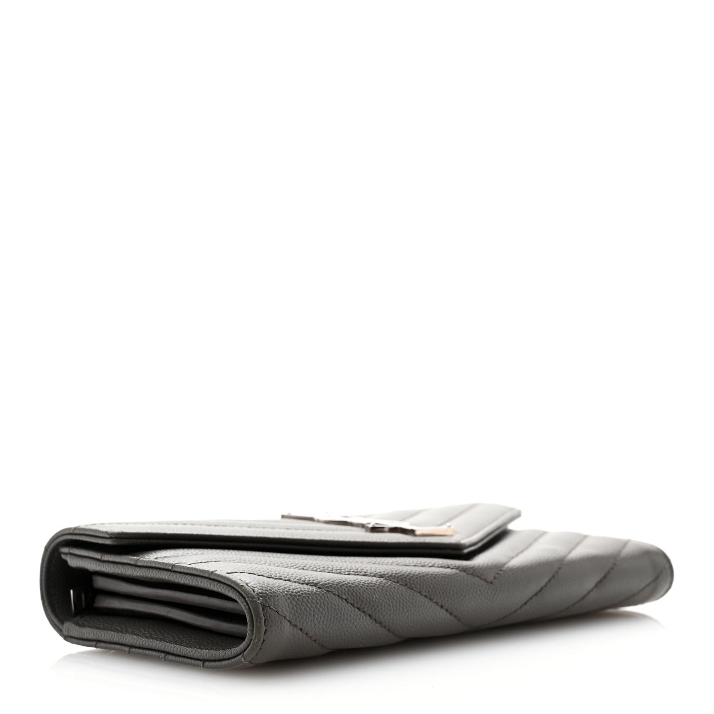 Grain De Poudre Matelasse Chevron Monogram Flap Wallet Fog