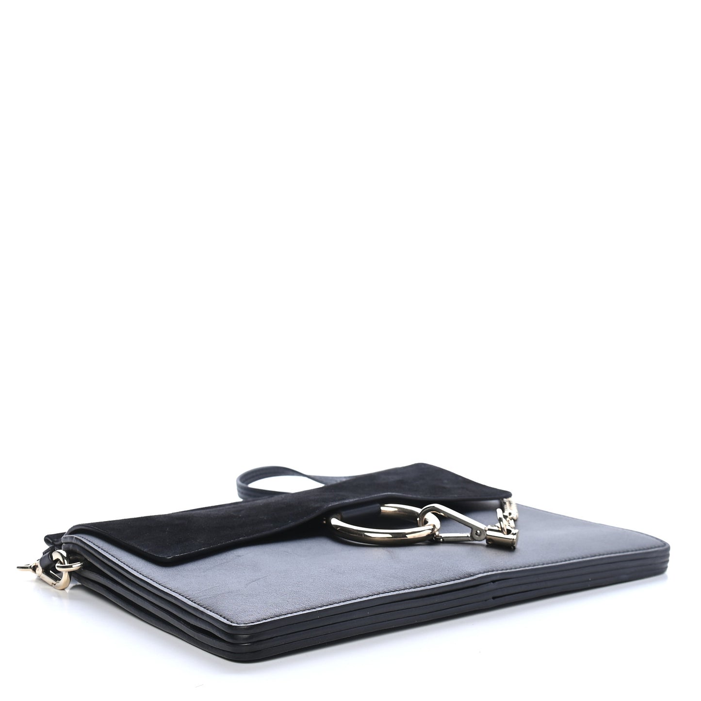 Suede Calfskin Medium Faye Shoulder Bag Black