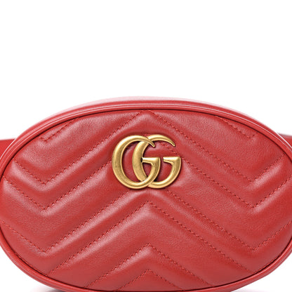 Gucci Calfskin Matelasse GG Marmont Belt Bag 95 38 Hibiscus Red 10 of 11