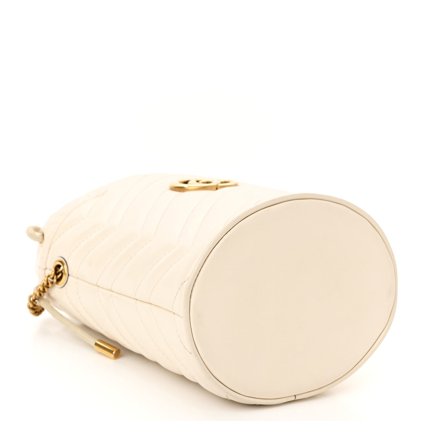 Calfskin Matelasse Mini GG Marmont 2.0 Bucket Bag White