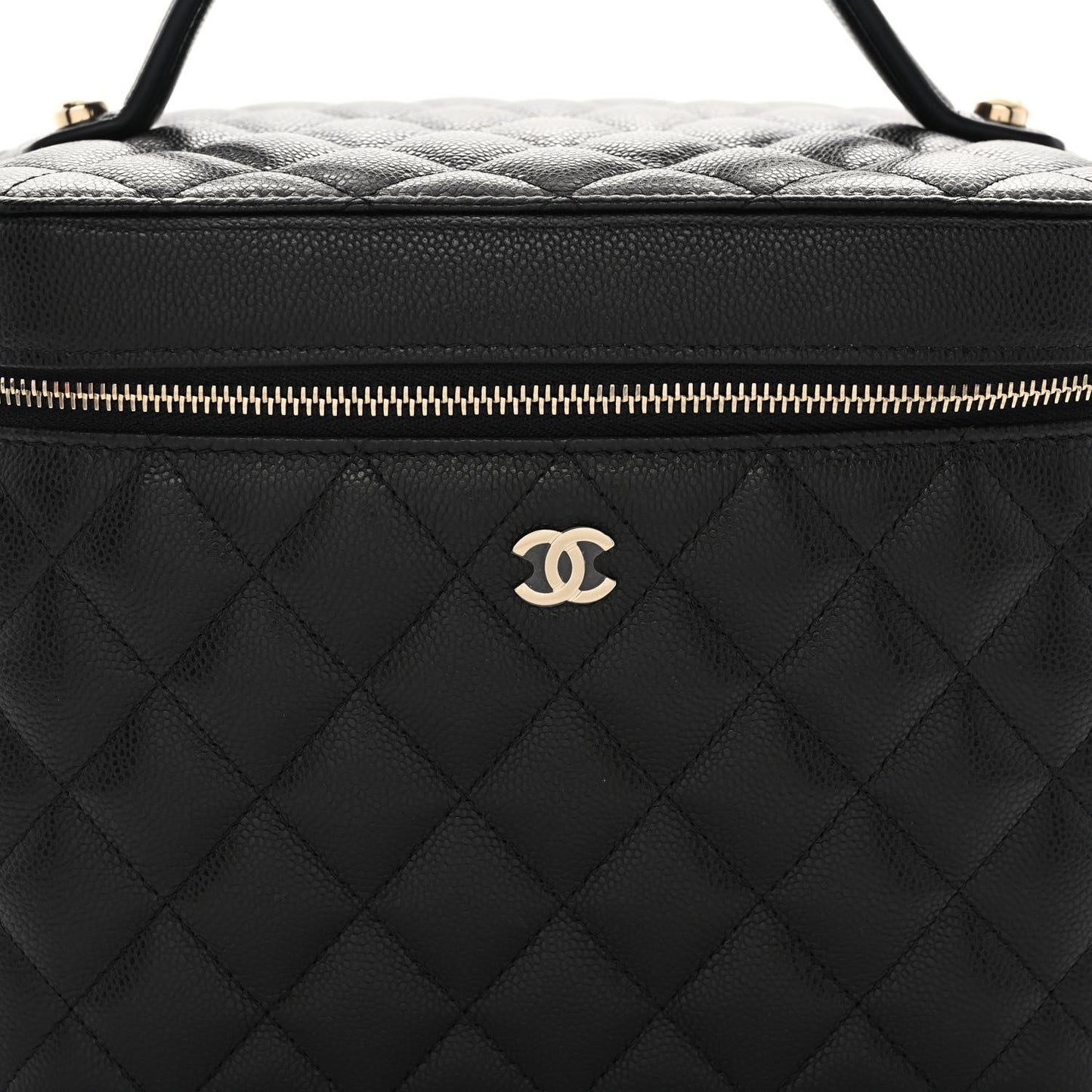 Caviar Quilted Large Vanity Pouch Black
