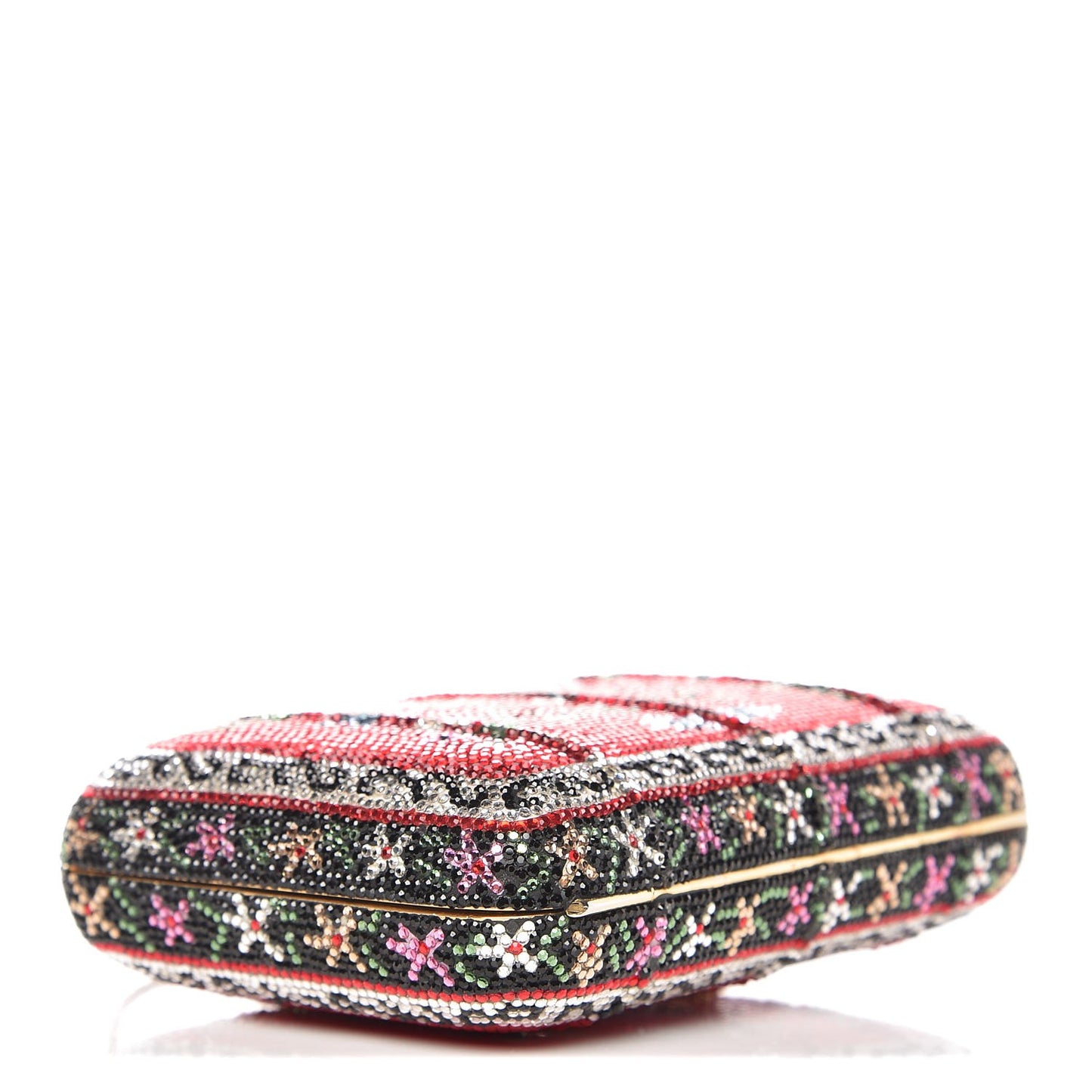 Swarovski Crystal Floral Minaudiere Clutch Red