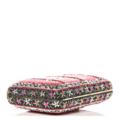 Judith Leiber Swarovski Crystal Floral Minaudiere Clutch Red 5 of 7