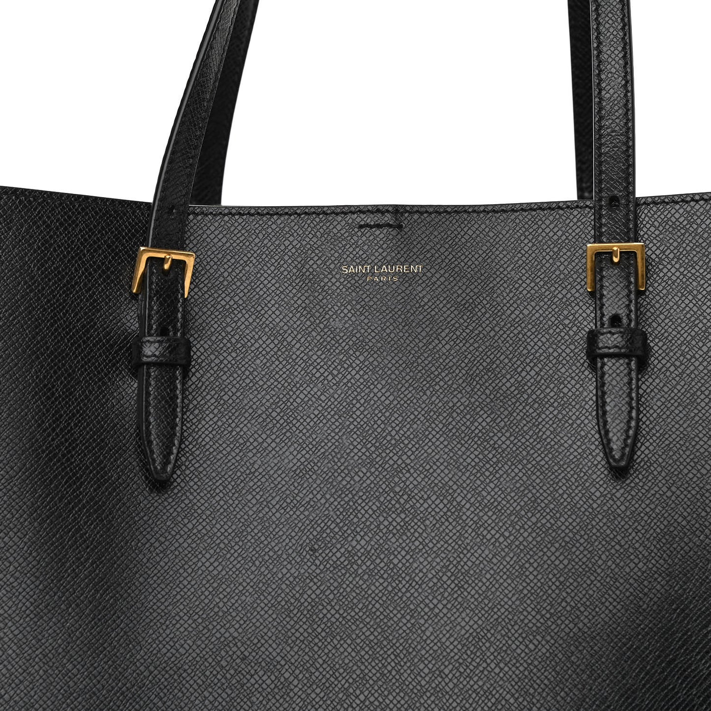 Grained Calfskin E/W Large Shopping Tote Black