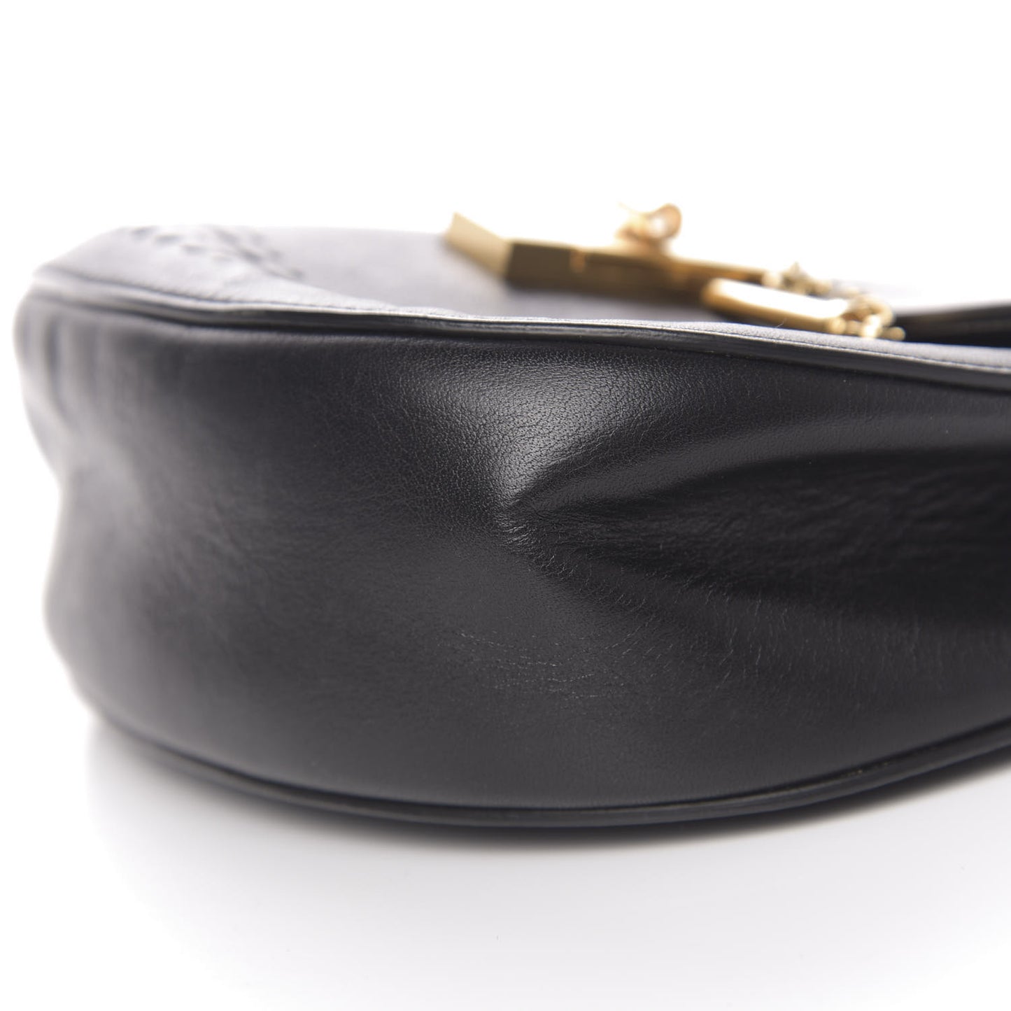 Calfskin Perforated Drew Shoulder Bag Black
