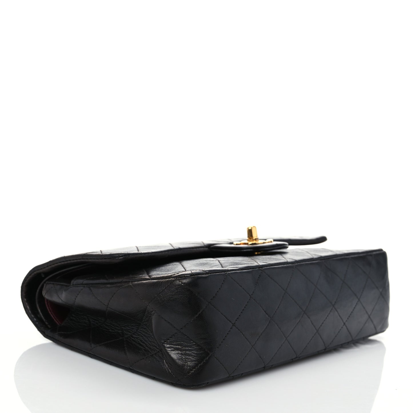 Lambskin Quilted Medium Double Flap Black