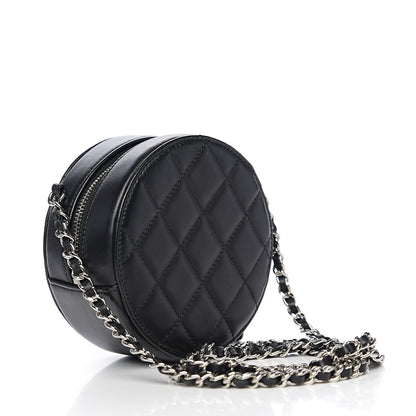 Chanel Lambskin Quilted Round Clutch With Chain Black 2 of 7