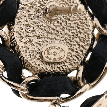 Chanel Lambskin CC Chain Drop Earrings Black Gold 4 of 5