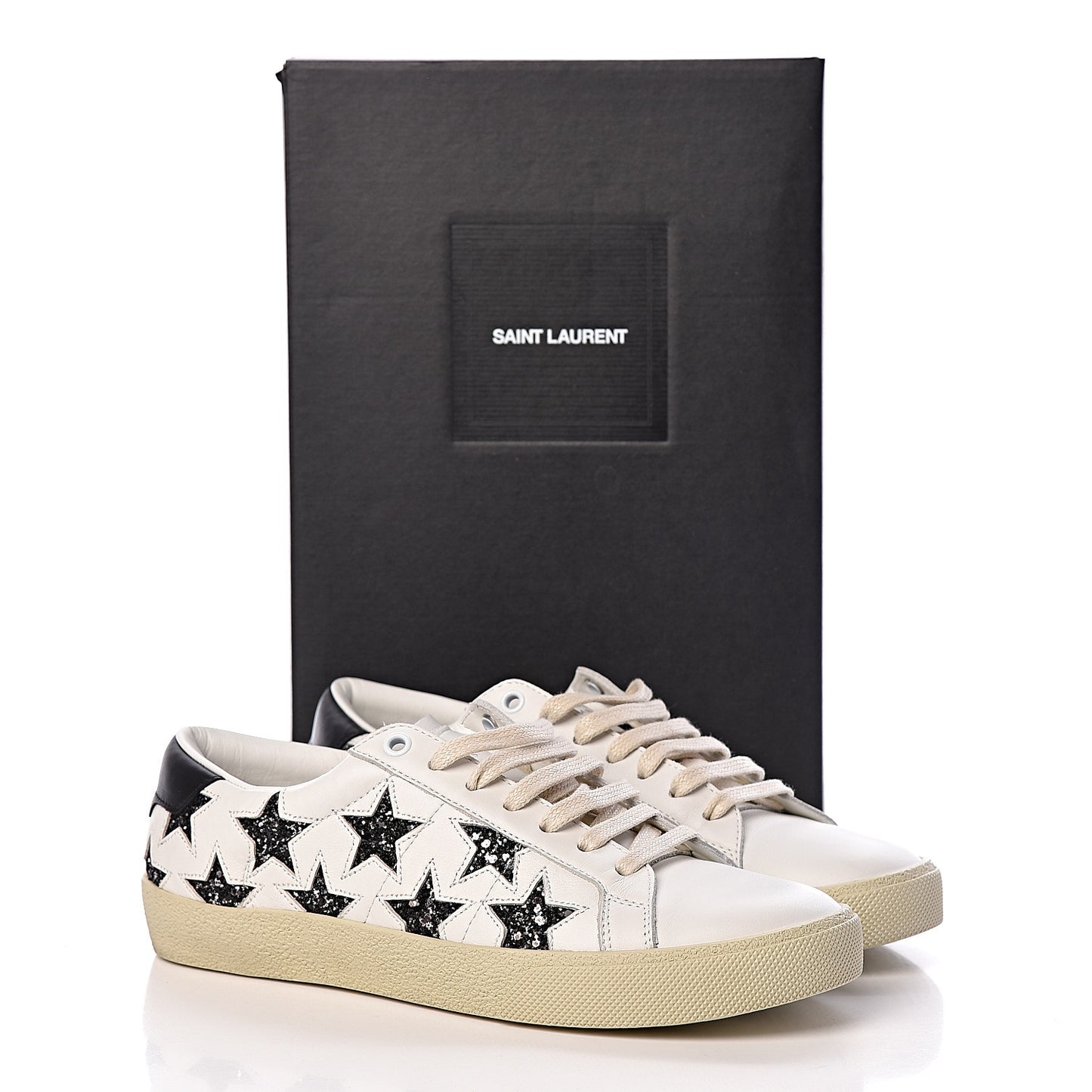Calfskin Star Court Sneakers 39 White Argent