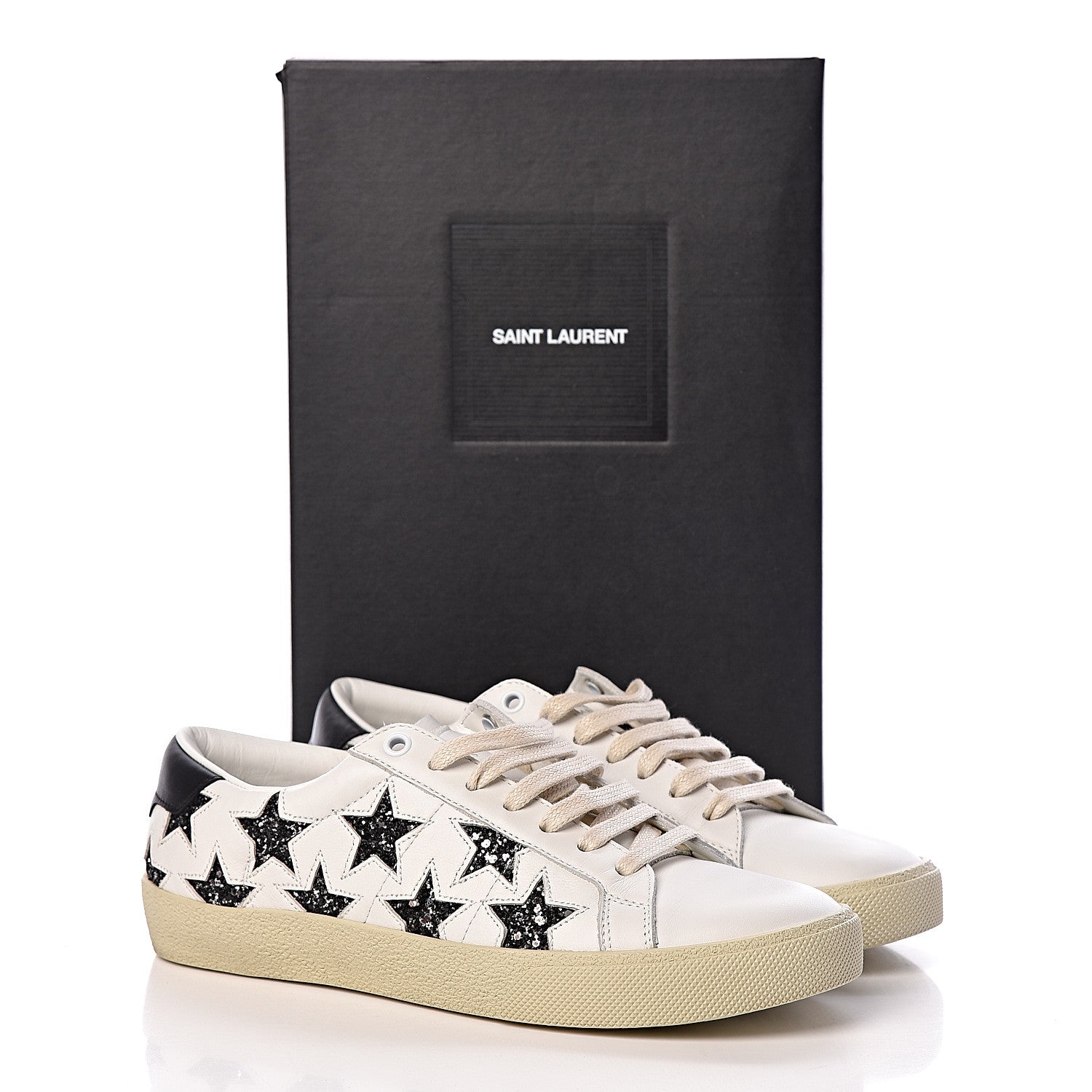 Saint Laurent Calfskin Star Court Sneakers 39 White Argent 9 of 9
