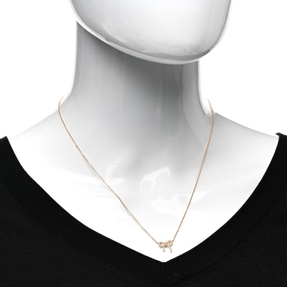 Tiffany 18K Rose Gold Diamond Mini Bow Pendant Necklace 2 of 6