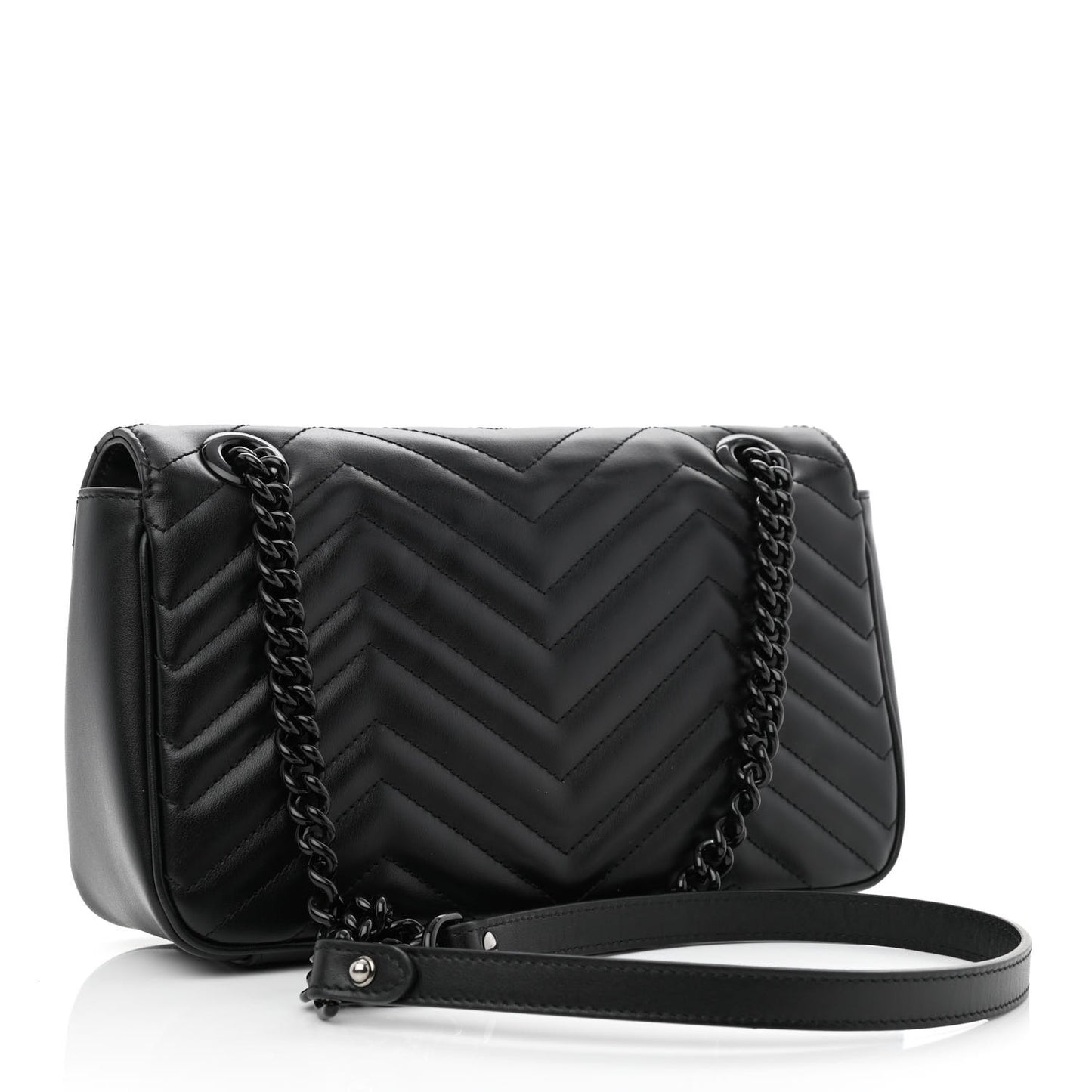 Calfskin Matelasse Monochrome Small GG Marmont Shoulder Bag Black
