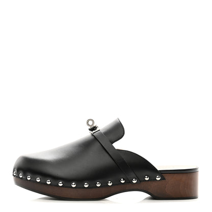 Hermes Calfskin Carlotta Mules 37 Black 1 of 9