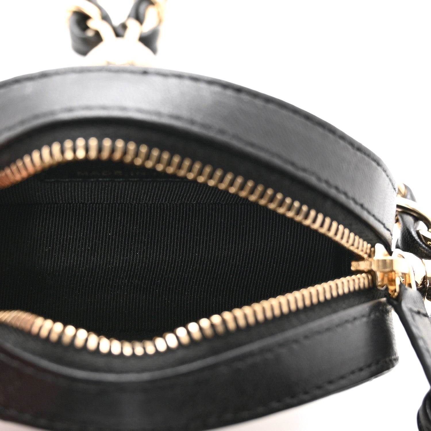 Chanel Lambskin Quilted Chain Round Mini Clutch Black 6 of 8