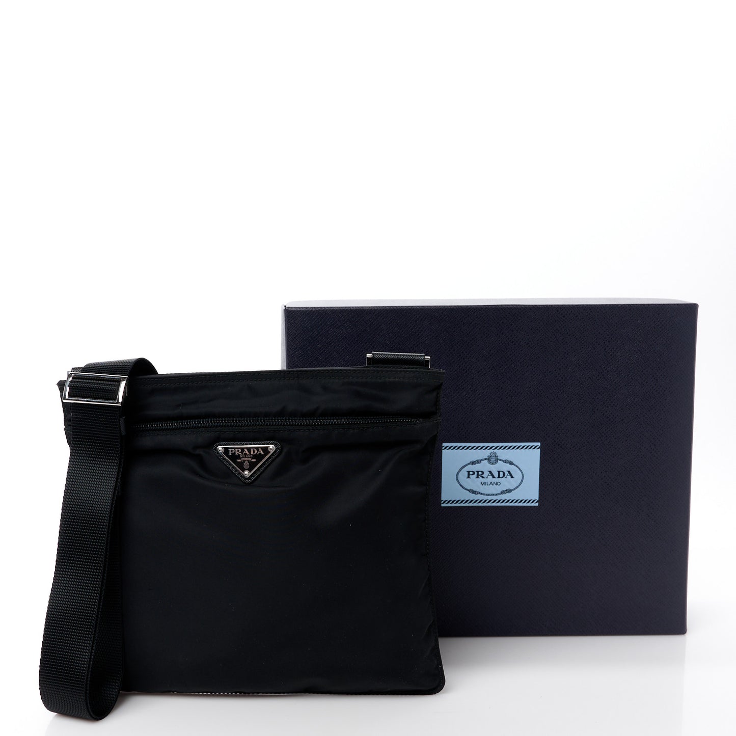 Nylon Vela Flat Messenger Bag Black