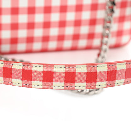 Burberry Calfskin Gingham Print Lola Bag Red White 7 of 9