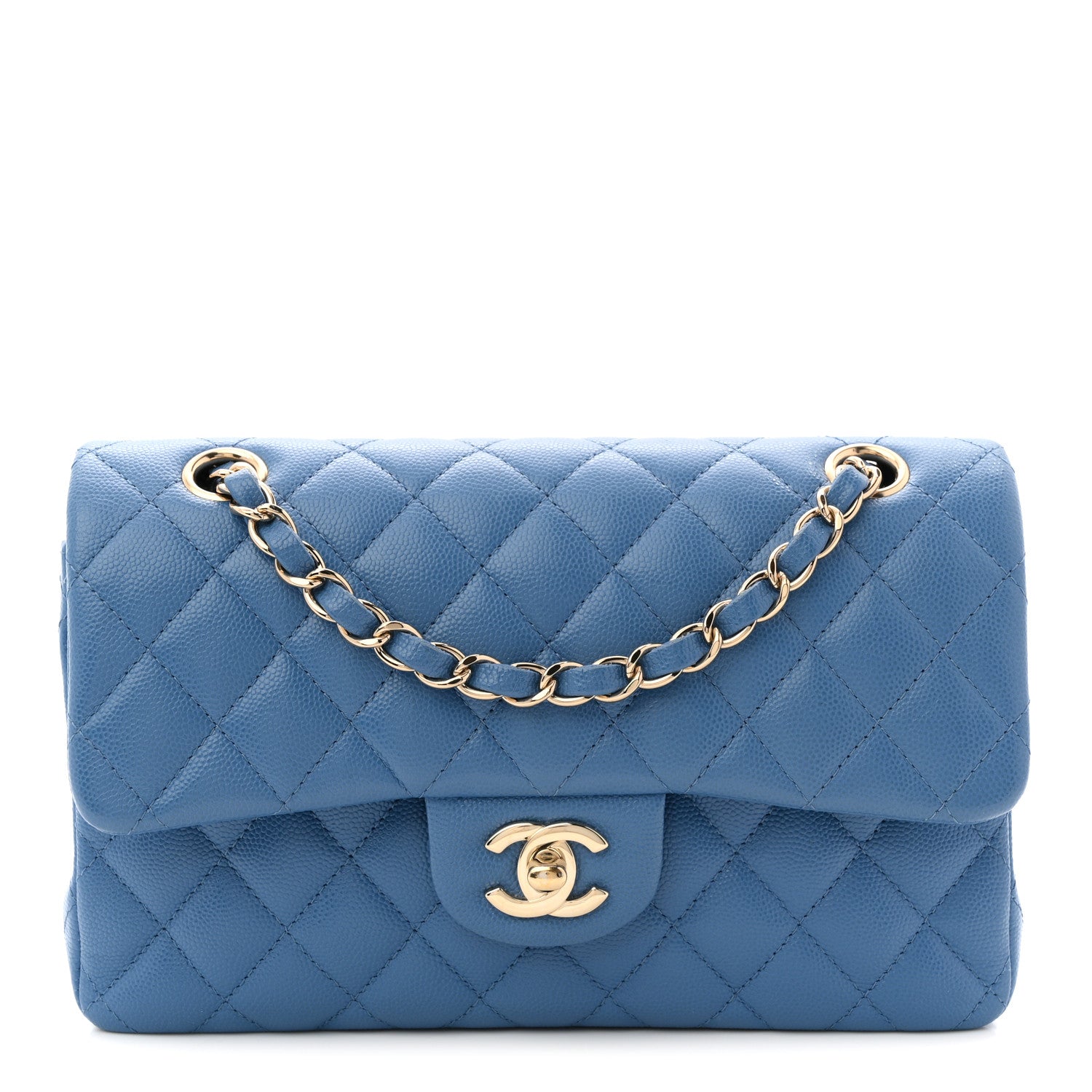 Chanel Caviar Quilted Small Double Flap Blue 1 of 10
