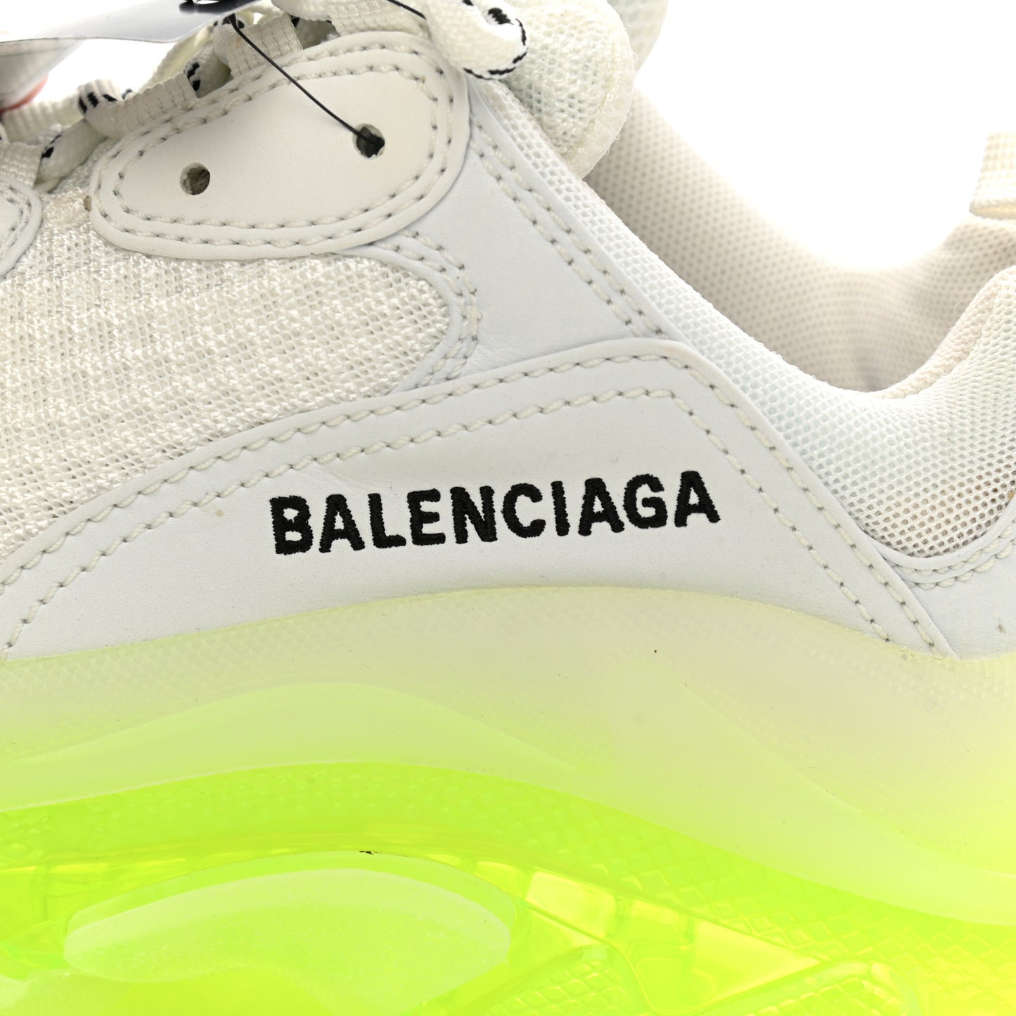 Fabric Mesh Clear Sole Fluo Womens Triple S Sneakers 35 White Fluo Yellow