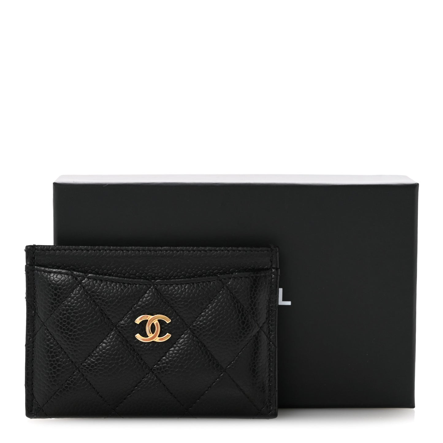 Caviar Quilted Card Holder Black