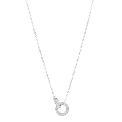 Cartier 18K White Gold Diamond Interlocking LOVE Paved Necklace 1 of 5